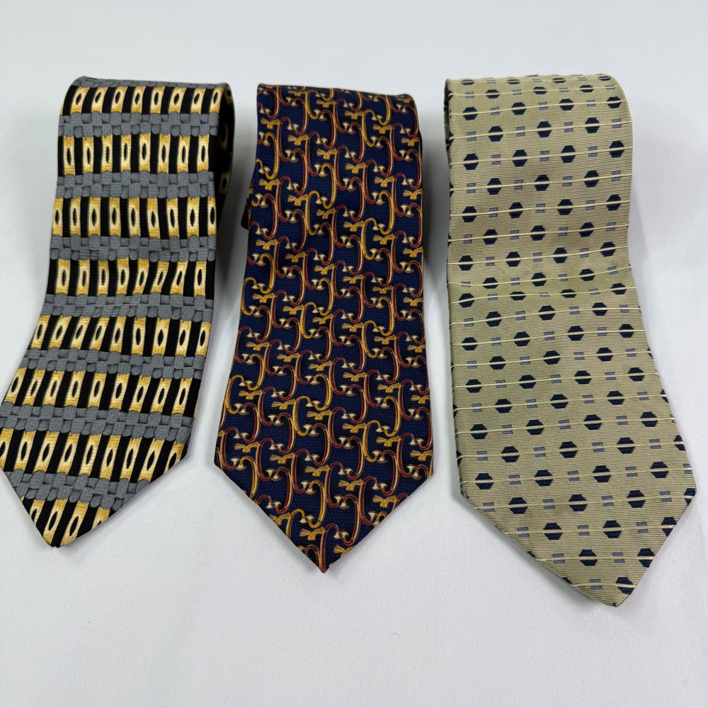 Lot of 3 Vintage Silk Ties Metropolitan Museum of Art Lord & Taylor Geometric